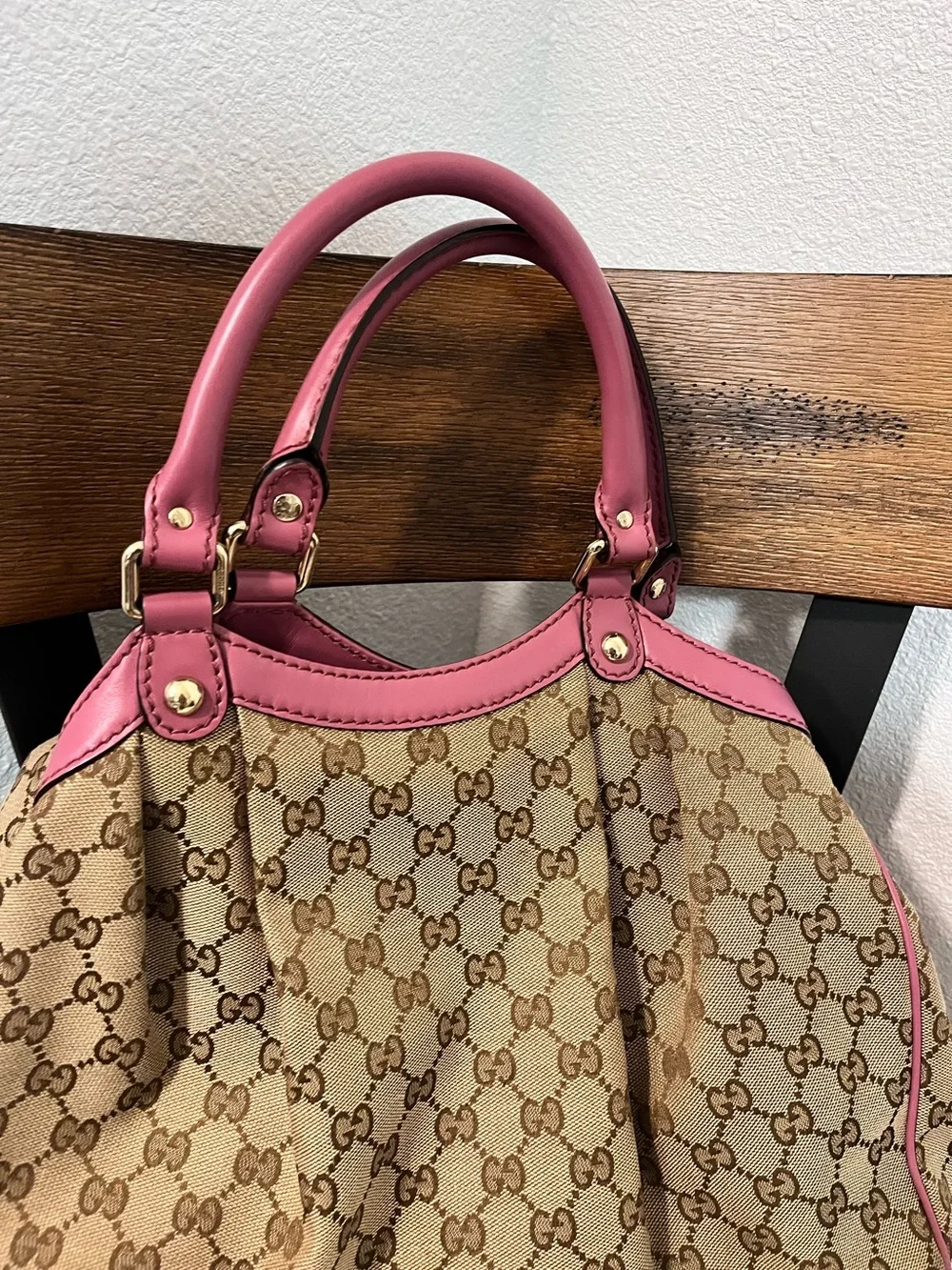 GUCCI SUKEY GG CANVAS/LEATHER TOTE